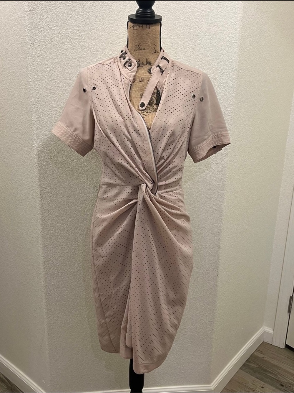 Byron Lars Dusty Pink Knotted Midi Dress